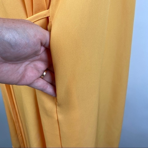 O-Neck Ruffle Loose Fit Dress Women's One Size Chiffon Casual Yellow Sleeveless - Picture 4 of 6